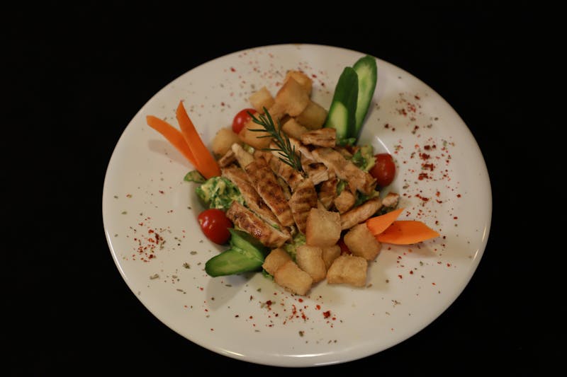 Classic Caesar salad with croutons and parmesan