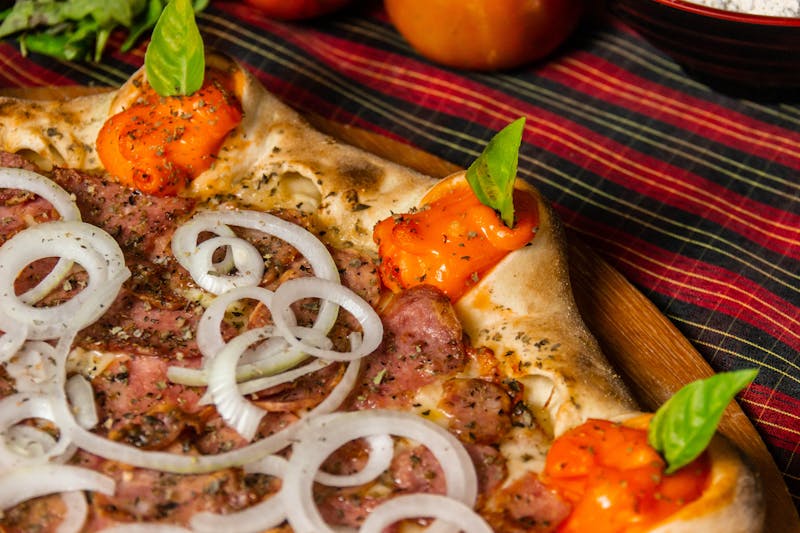 Vegan Garden pizza with roasted vegetables